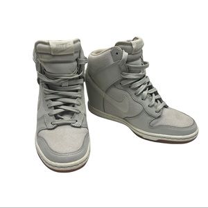 Nike High Top Grey Sneaker Pump Wedge Heel Shoes woman’s size 6